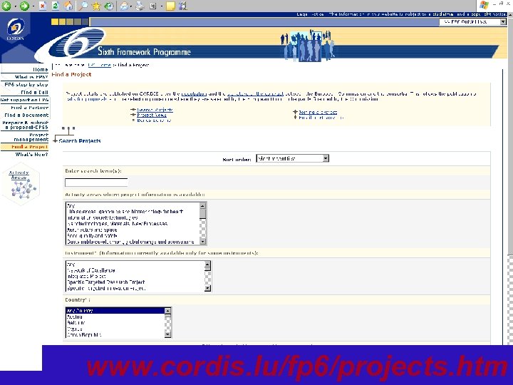 www. cordis. lu/fp 6/projects. htm 