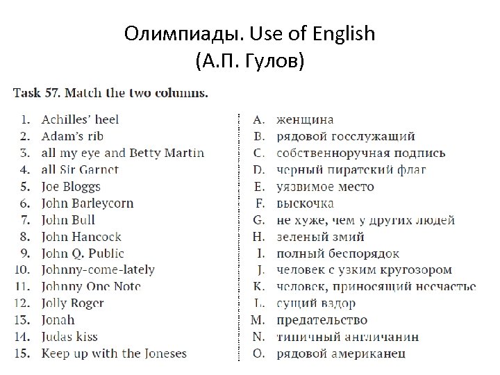 Олимпиады. Use of English (А. П. Гулов) 