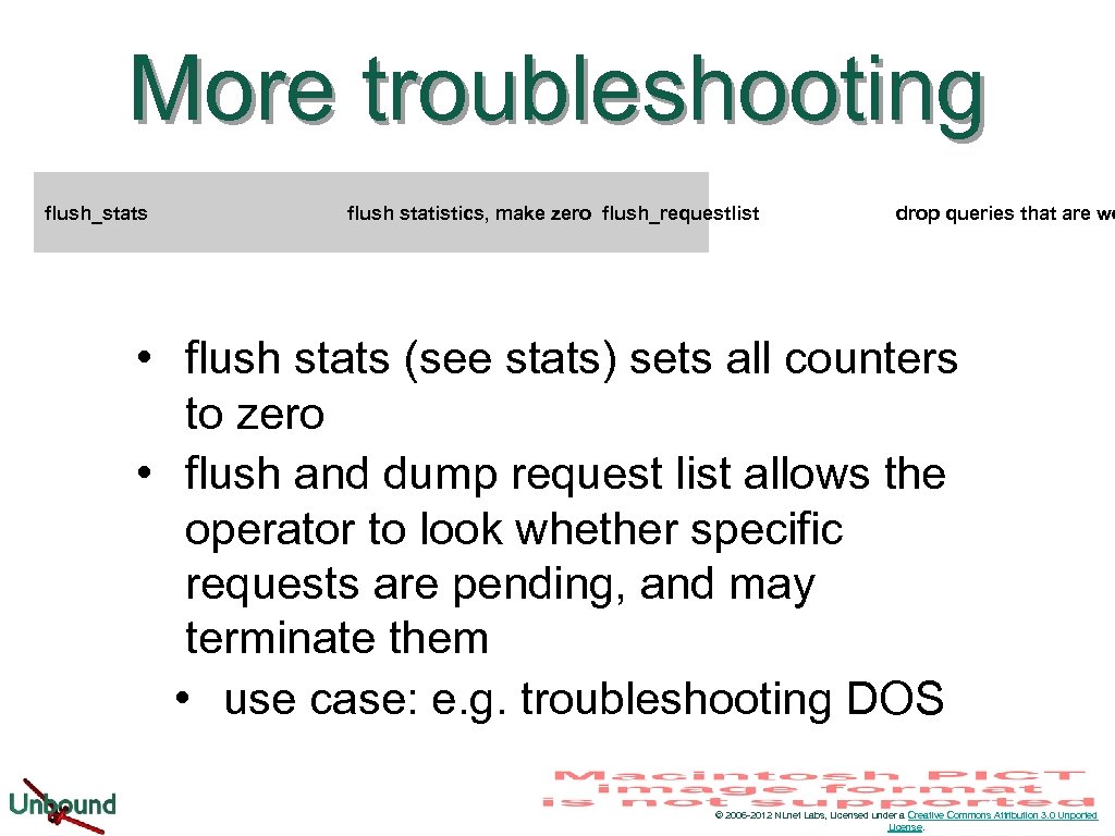 More troubleshooting flush_stats flush statistics, make zero flush_requestlist drop queries that are wo •