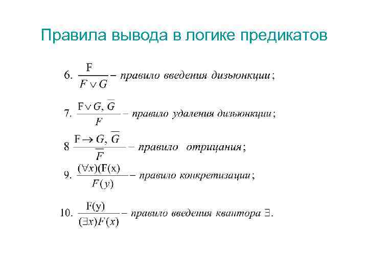 Правила вывода в логике предикатов 