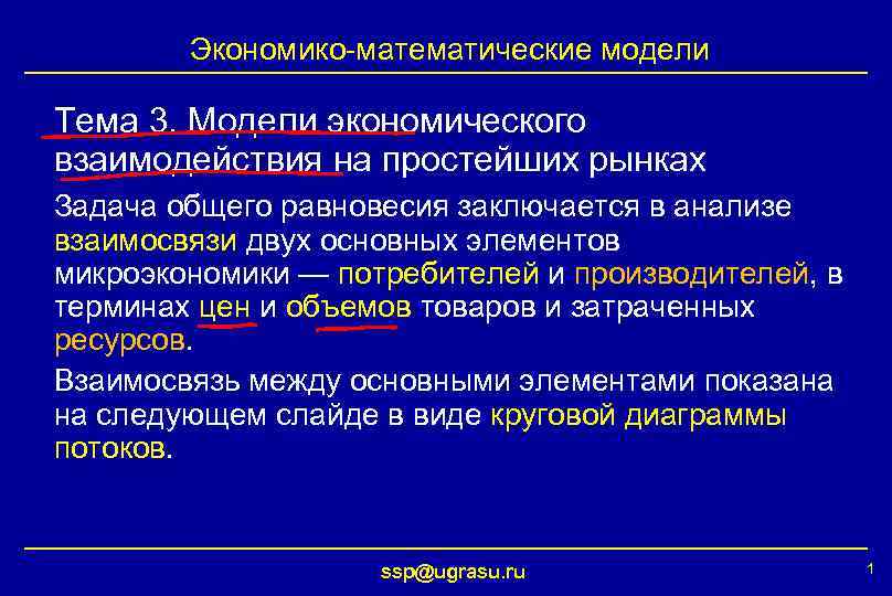 Экономико математическое моделирование презентация