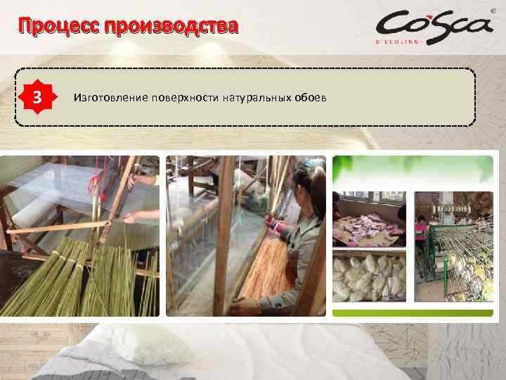 Процесс производства 3 Изготовление поверхности натуральных обоев 