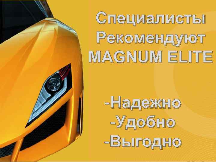 Специалисты Рекомендуют MAGNUM ELITE -Надежно -Удобно -Выгодно 