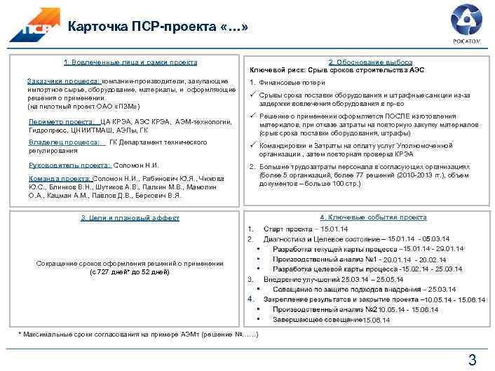 Карточка пср проекта состоит из 4 блоков