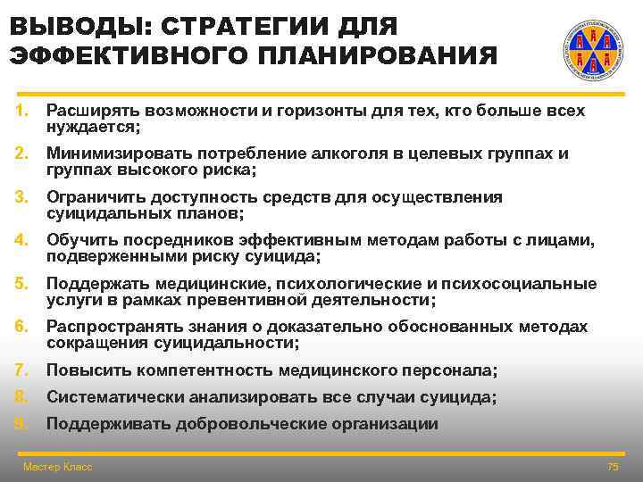 ВЫВОДЫ: СТРАТЕГИИ ДЛЯ ЭФФЕКТИВНОГО ПЛАНИРОВАНИЯ 1. Расширять возможности и горизонты для тех, кто больше