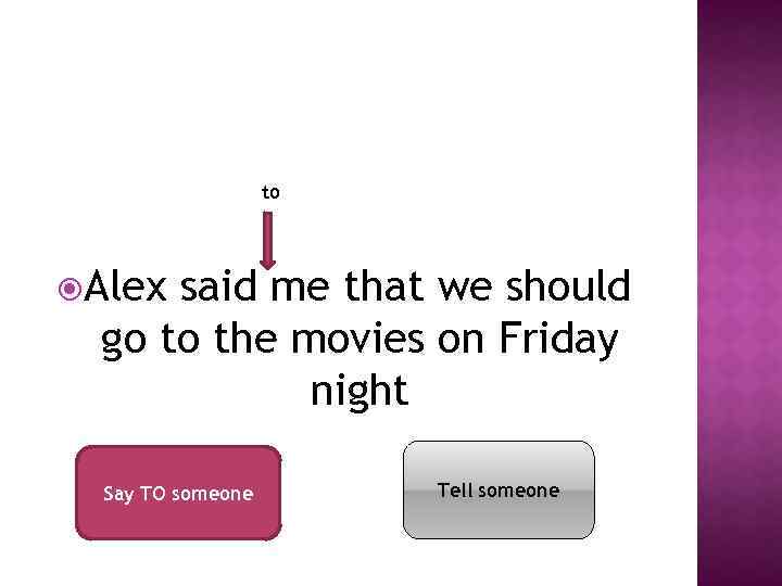 to Alex said me that we should go to the movies on Friday night