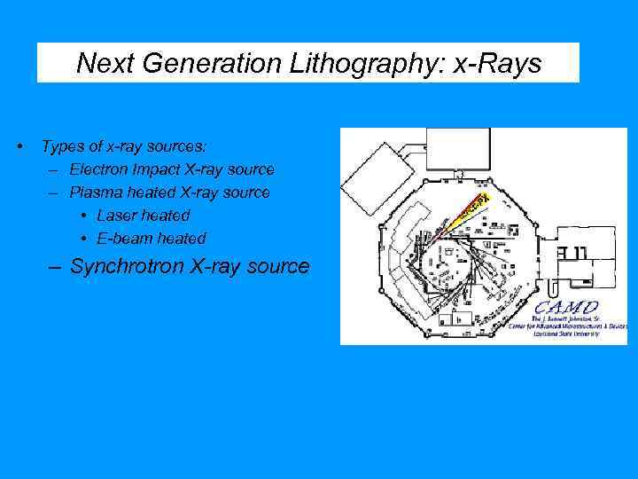 Next Generation Lithography: x-Rays • Types of x-ray sources: – Electron Impact X-ray source