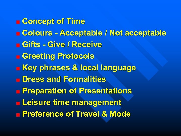 Concept of Time Colours - Acceptable / Not acceptable Gifts - Give / Receive