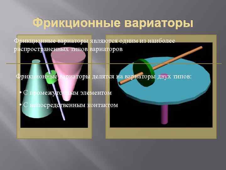 Фрикционные вариаторы являются одним из наиболее распространенных типов вариаторов Фрикционные вариаторы делятся на вариаторы