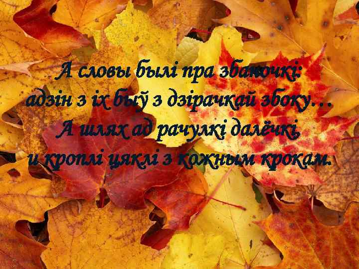 А словы былі пра збаночкі: адзін з іх быў з дзірачкай збоку… А шлях