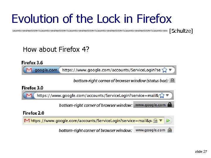 Evolution of the Lock in Firefox [Schultze] How about Firefox 4? slide 27 