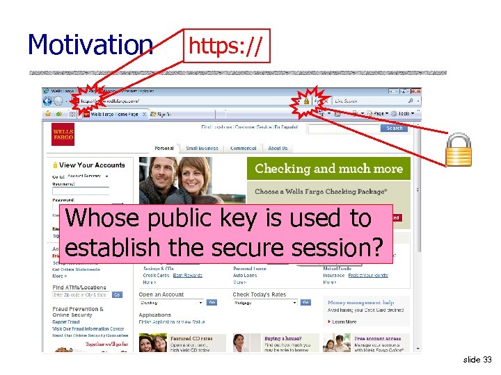 Motivation https: // Whose public key is used to establish the secure session? slide