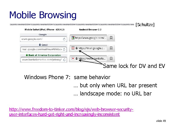 Mobile Browsing [Schultze] Same lock for DV and EV Windows Phone 7: same behavior