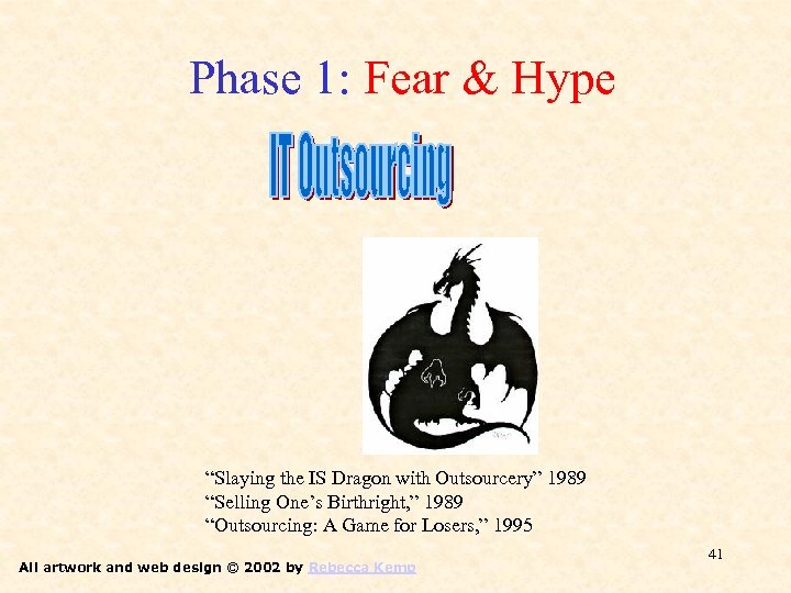 Phase 1: Fear & Hype “Slaying the IS Dragon with Outsourcery” 1989 “Selling One’s