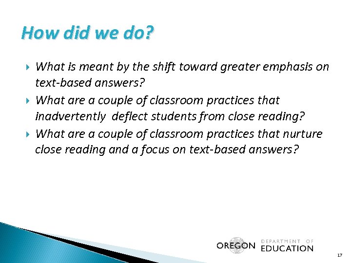 How did we do? What is meant by the shift toward greater emphasis on