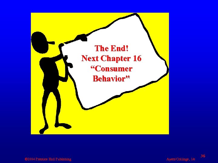 The End! Next Chapter 16 “Consumer Behavior" © 2004 Prentice Hall Publishing Ayers/Collinge, 1/e