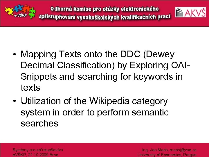  • Mapping Texts onto the DDC (Dewey Decimal Classification) by Exploring OAISnippets and