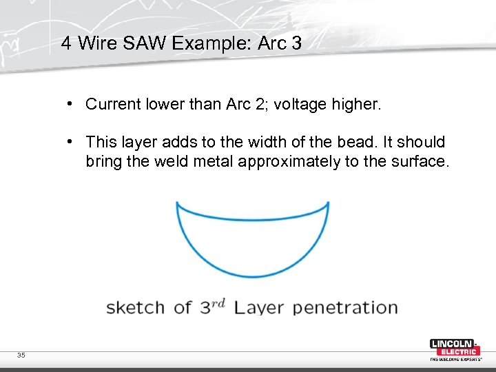 4 Wire SAW Example: Arc 3 • Current lower than Arc 2; voltage higher.