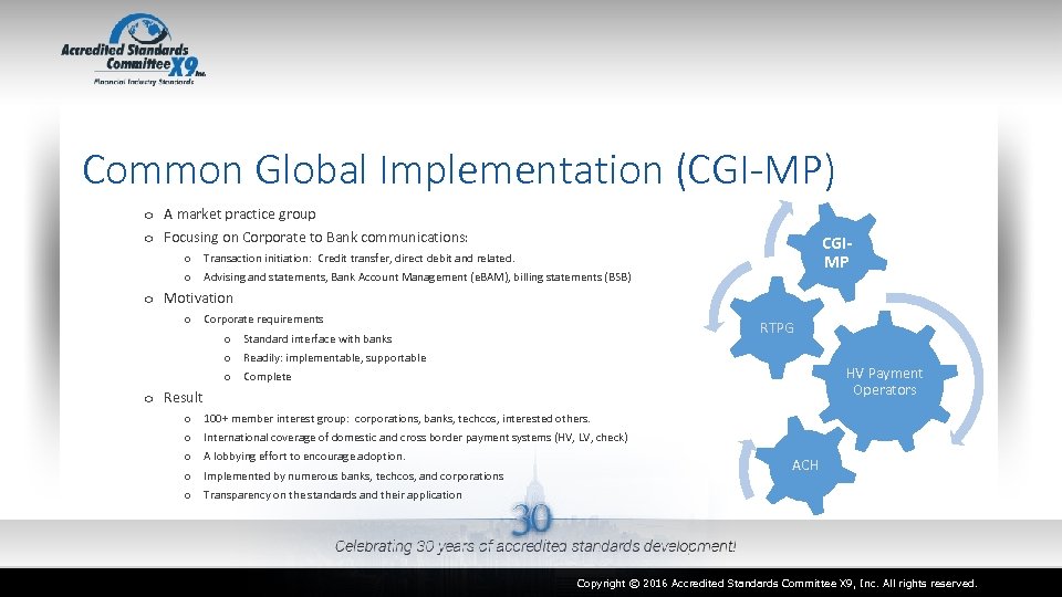 Common Global Implementation (CGI-MP) o A market practice group o Focusing on Corporate to