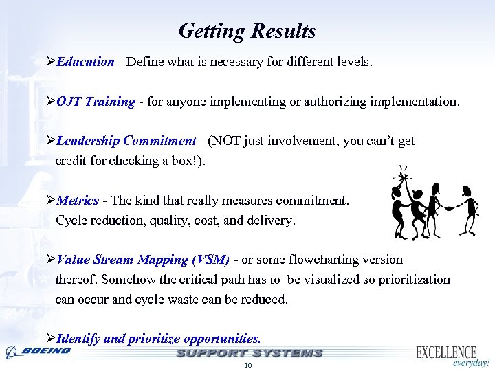 Getting Results ØEducation - Define what is necessary for different levels. ØOJT Training -