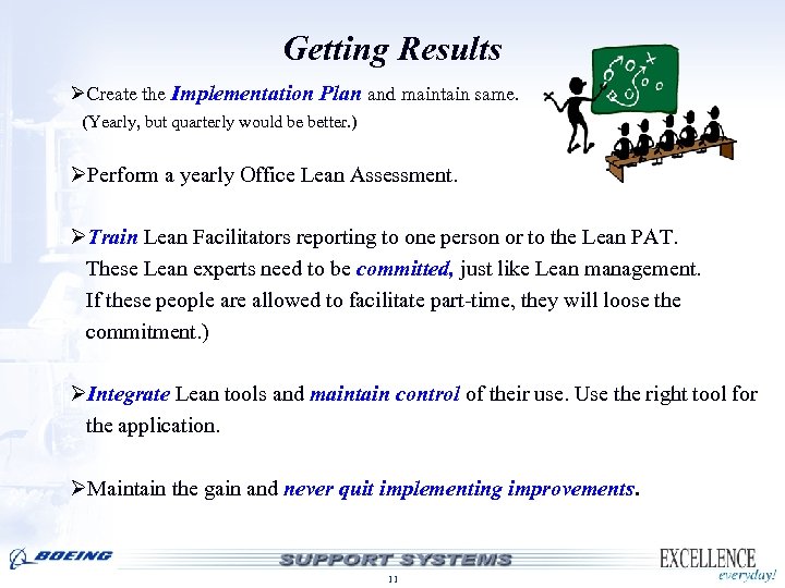 Getting Results ØCreate the Implementation Plan and maintain same. (Yearly, but quarterly would be