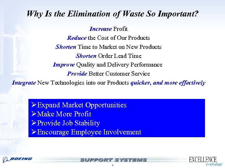 Why Is the Elimination of Waste So Important? Increase Profit Reduce the Cost of