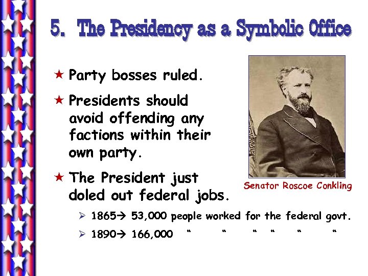 5. The Presidency as a Symbolic Office « Party bosses ruled. « Presidents should