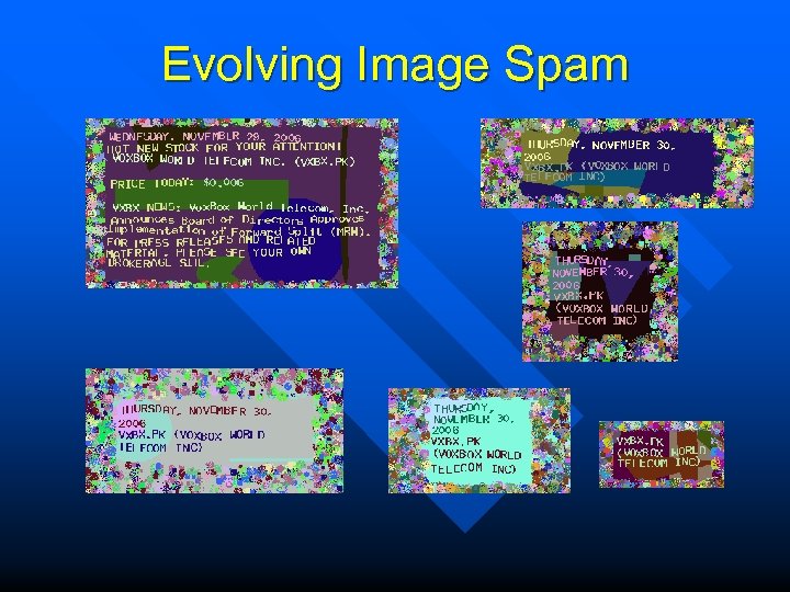 Evolving Image Spam 