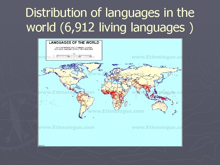 Distribution of languages in the world (6, 912 living languages ) 