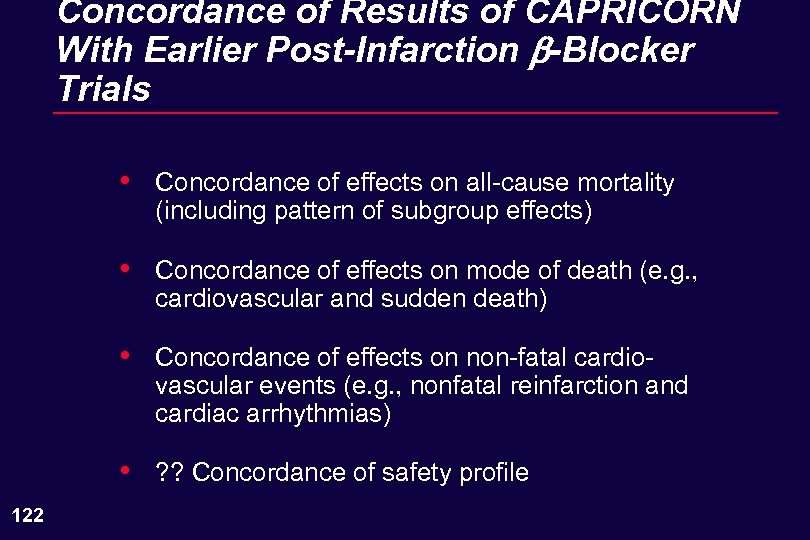 Concordance of Results of CAPRICORN With Earlier Post-Infarction b-Blocker Trials • • Concordance of