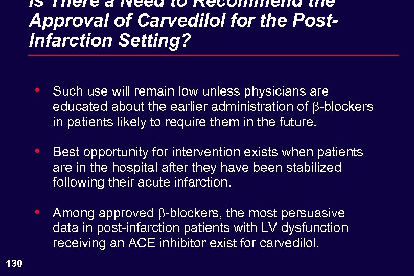 Is There a Need to Recommend the Approval of Carvedilol for the Post. Infarction