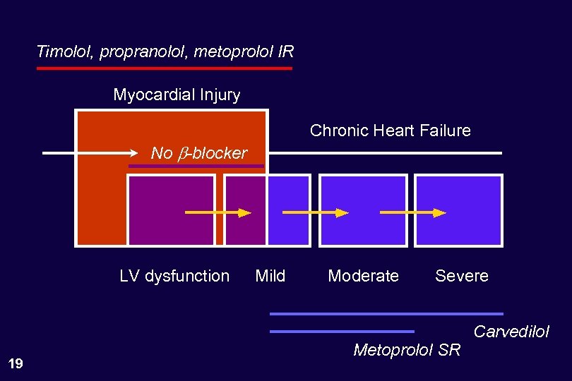 Timolol, propranolol, metoprolol IR Myocardial Injury Chronic Heart Failure No b-blocker LV dysfunction 19