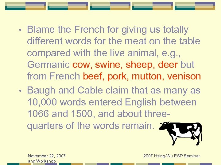 Blame the French for giving us totally different words for the meat on the