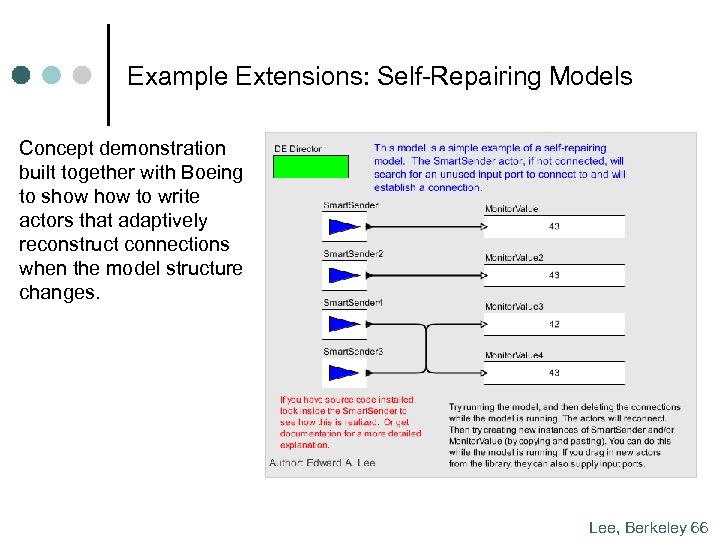 Example Extensions: Self-Repairing Models Concept demonstration built together with Boeing to show to write
