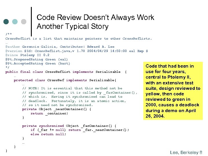 Code Review Doesn’t Always Work Another Typical Story /** Cross. Ref. List is a