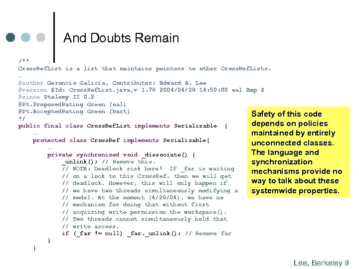 And Doubts Remain /** Cross. Ref. List is a list that maintains pointers to