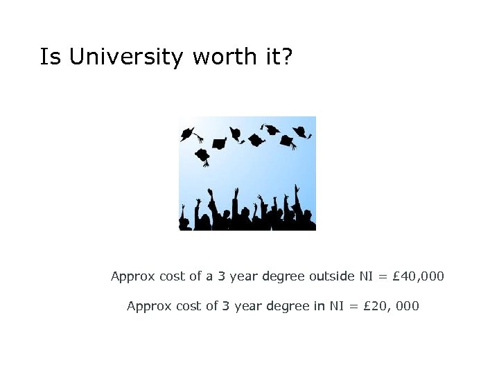 Is University worth it? Approx cost of a 3 year degree outside NI =