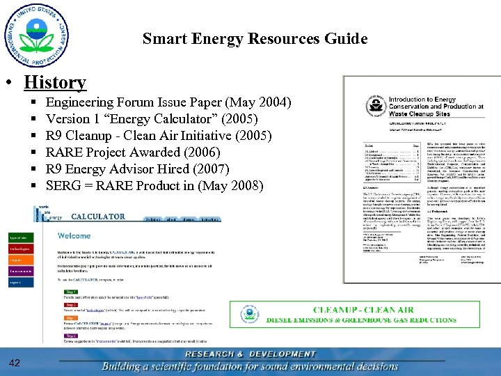 Smart Energy Resources Guide • History § § § 42 Engineering Forum Issue Paper