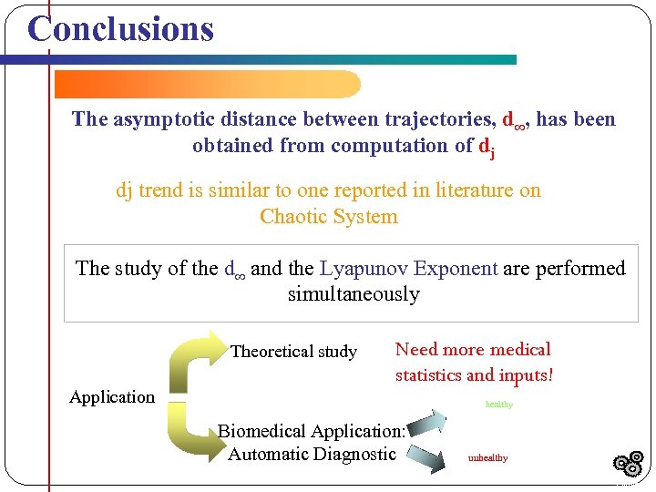 Conclusions The asymptotic distance between trajectories, d∞, has been obtained from computation of dj