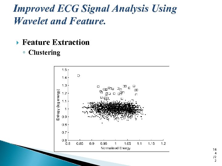 Improved ECG Signal Analysis Using Wavelet and Feature Extraction ◦ Clustering 18 4 /2
