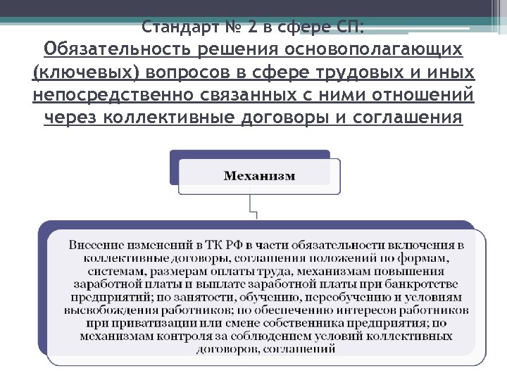 Стандарт № 2 в сфере СП: Обязательность решения основополагающих (ключевых) вопросов в сфере трудовых