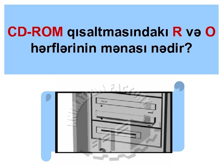 CD-ROM qısaltmasındakı R və O hərflərinin mənası nədir? 