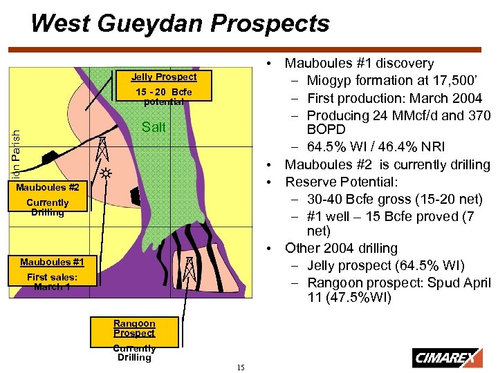 West Gueydan Prospects • Mauboules #1 discovery – Miogyp formation at 17, 500’ –