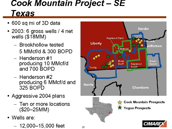 Cook Mountain Project – SE Texas • 600 sq mi of 3 D data