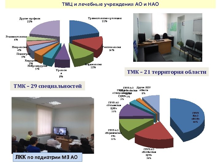 ТМЦ и лечебные учреждения АО и НАО Травматология-ортопедия 21% Другие профили 22% Реаниматология 4%