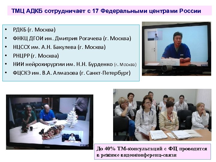 ТМЦ АДКБ сотрудничает с 17 Федеральными центрами России • • • РДКБ (г. Москва)