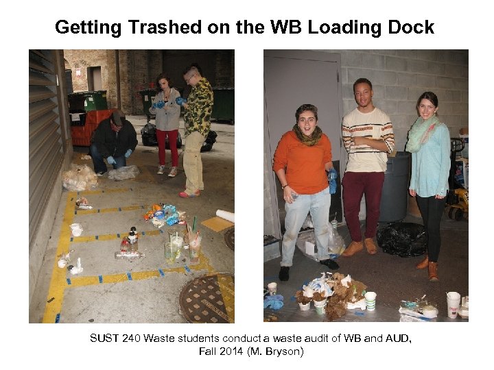 Getting Trashed on the WB Loading Dock SUST 240 Waste students conduct a waste