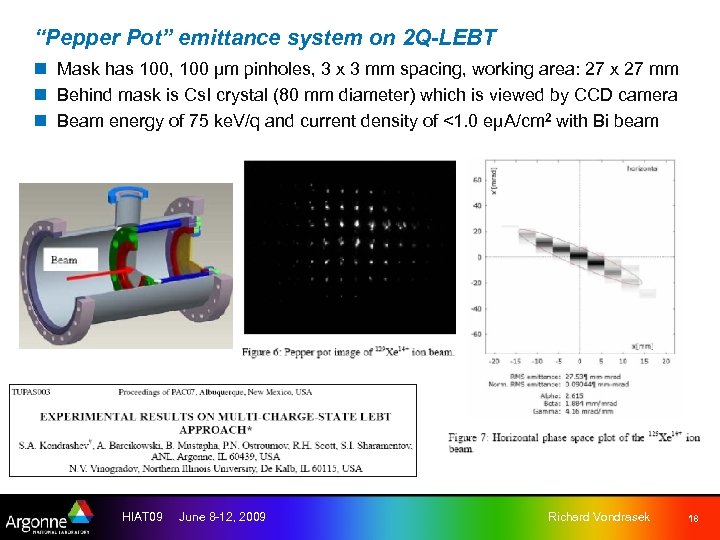 “Pepper Pot” emittance system on 2 Q-LEBT n Mask has 100, 100 µm pinholes,