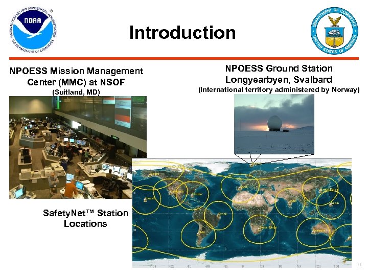 Introduction NPOESS Mission Management Center (MMC) at NSOF (Suitland, MD) NPOESS Ground Station Longyearbyen,
