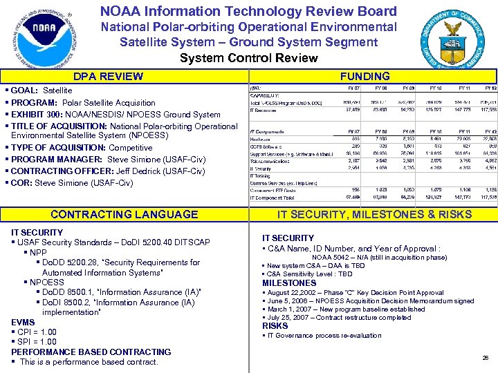 NOAA Information Technology Review Board National Polar-orbiting Operational Environmental Satellite System – Ground System